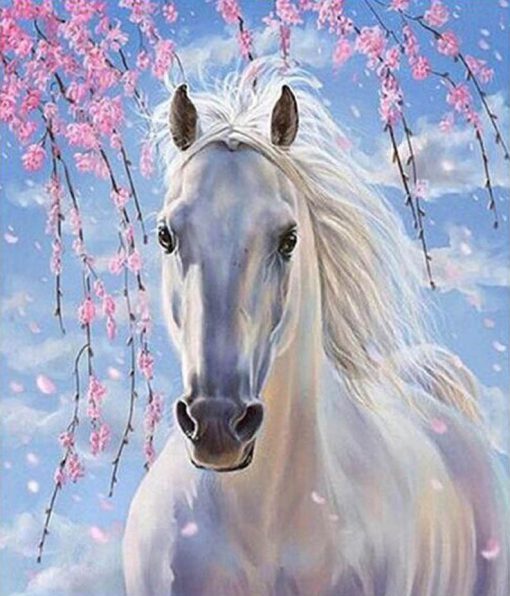 Eigen foto wit paard diamond painting