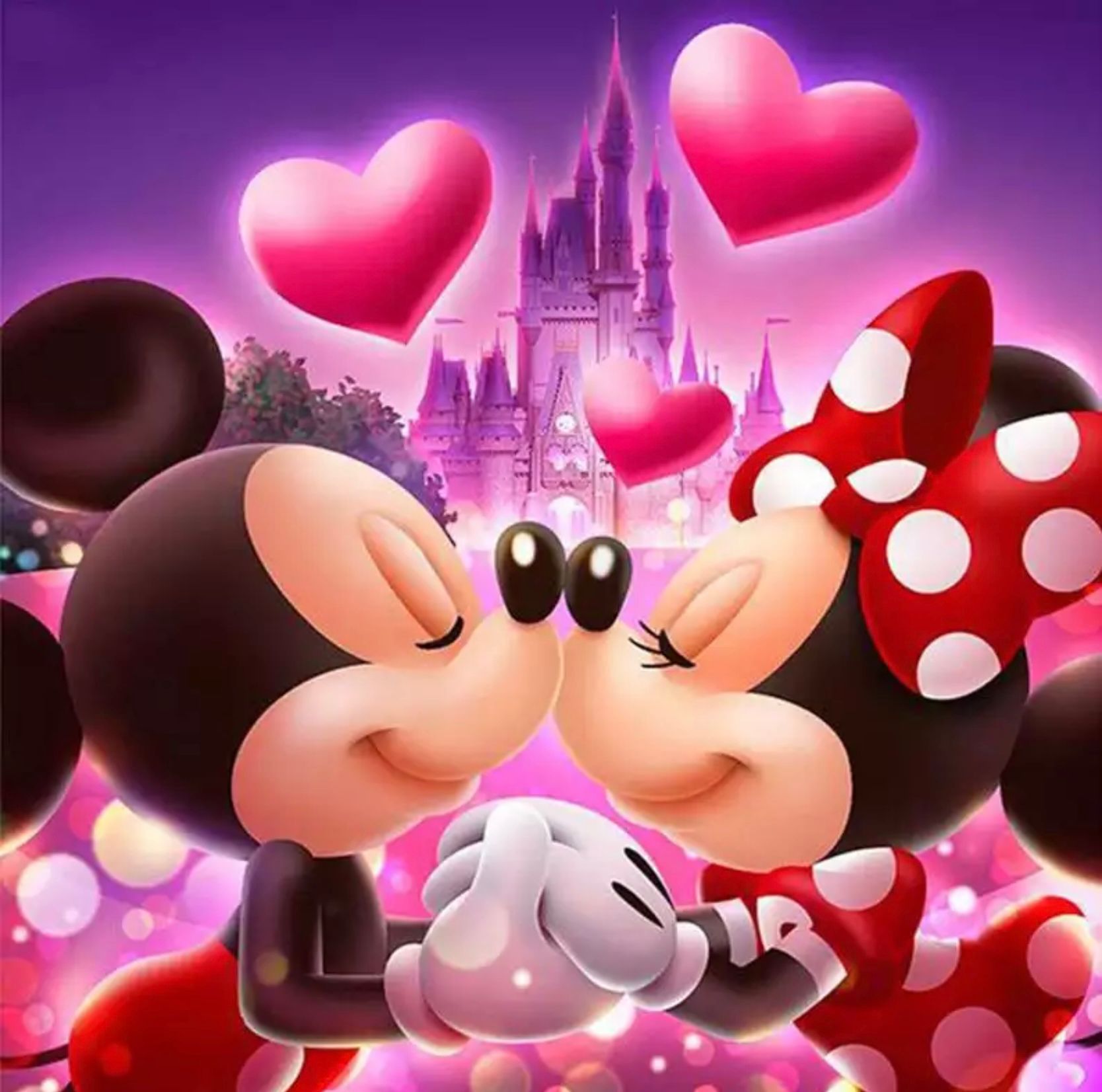 parfum Koor Schuldenaar Mickey Mouse en Minnie Mouse als diamond painting, ronde rhinestones